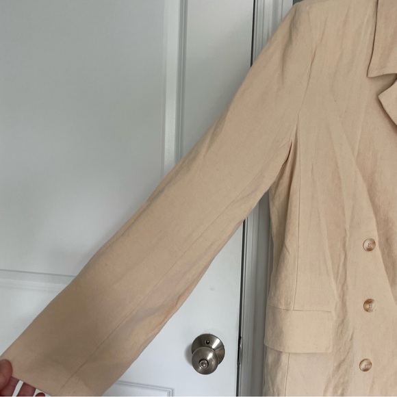 Free People "Olivia" Double Breasted Linen Blend Pebble/Sand Blazer - Picture 5 of 17
